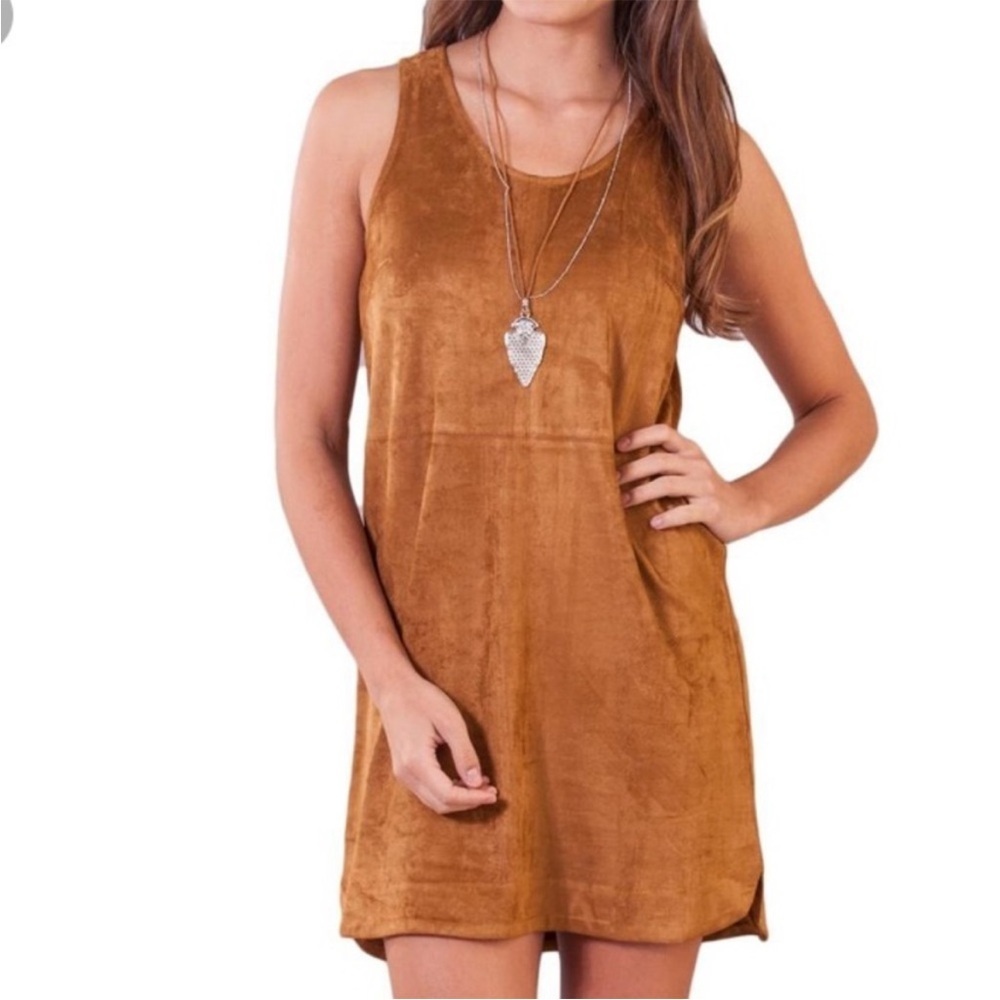 Bear Dance Faux Suede Boho Western Festival Sleeveless Shift Dress